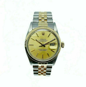 Rolex 36MM Datejust Watch 18K Yellow Gold Stainless Steel Ref 16013 Vintage 1984