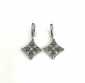 1.02 Carats t.w. White and Fancy Brown Diamond Dangle Earrings 14K White Gold