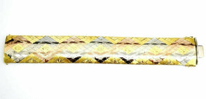 18K Tri Tone Solid Gold Vintage Bracelet Scales Design 8"