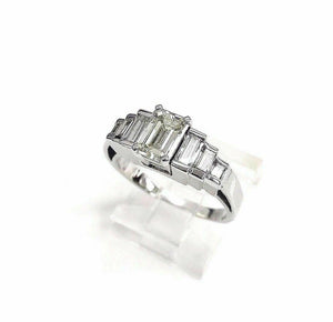 1.53 Carats Diamond Wedding Anniversary Ring 1.03 Emerald Cut Center 14K Gold