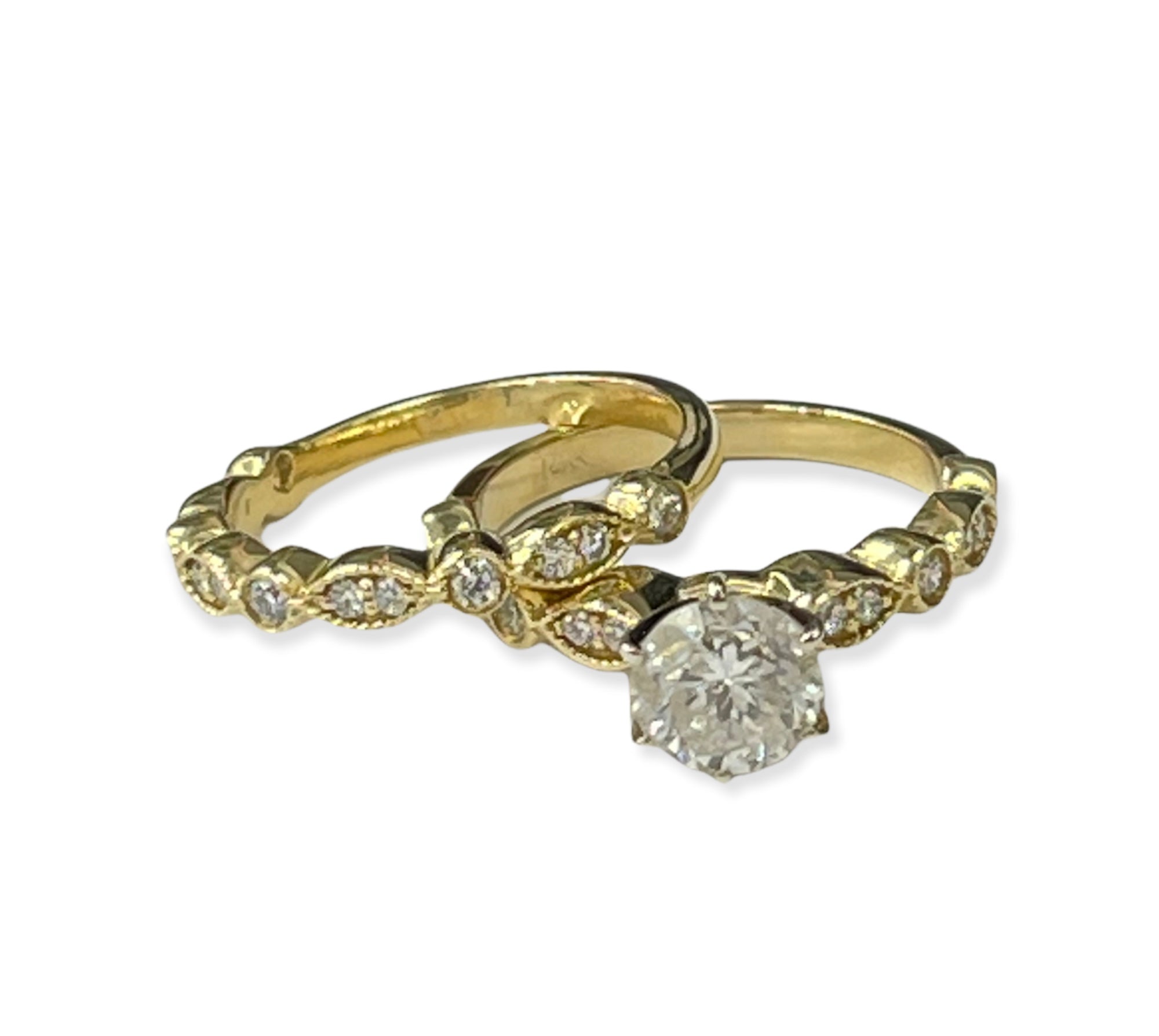 Round Brilliant Solitaire Engagement Diamond Ring Set Yellow Gold 14kt