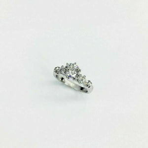 1.37 Carats tw Diamond Wedding Ring 88 Round Cut 1.03 H SI1 GIA Center 14K Gold