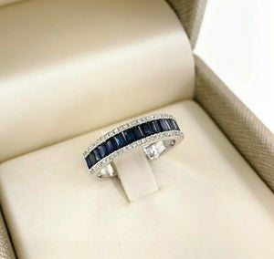 1.56 Carats t.w. Blue Sapphire & Diamond Channel and Prong Set Anniversary Ring