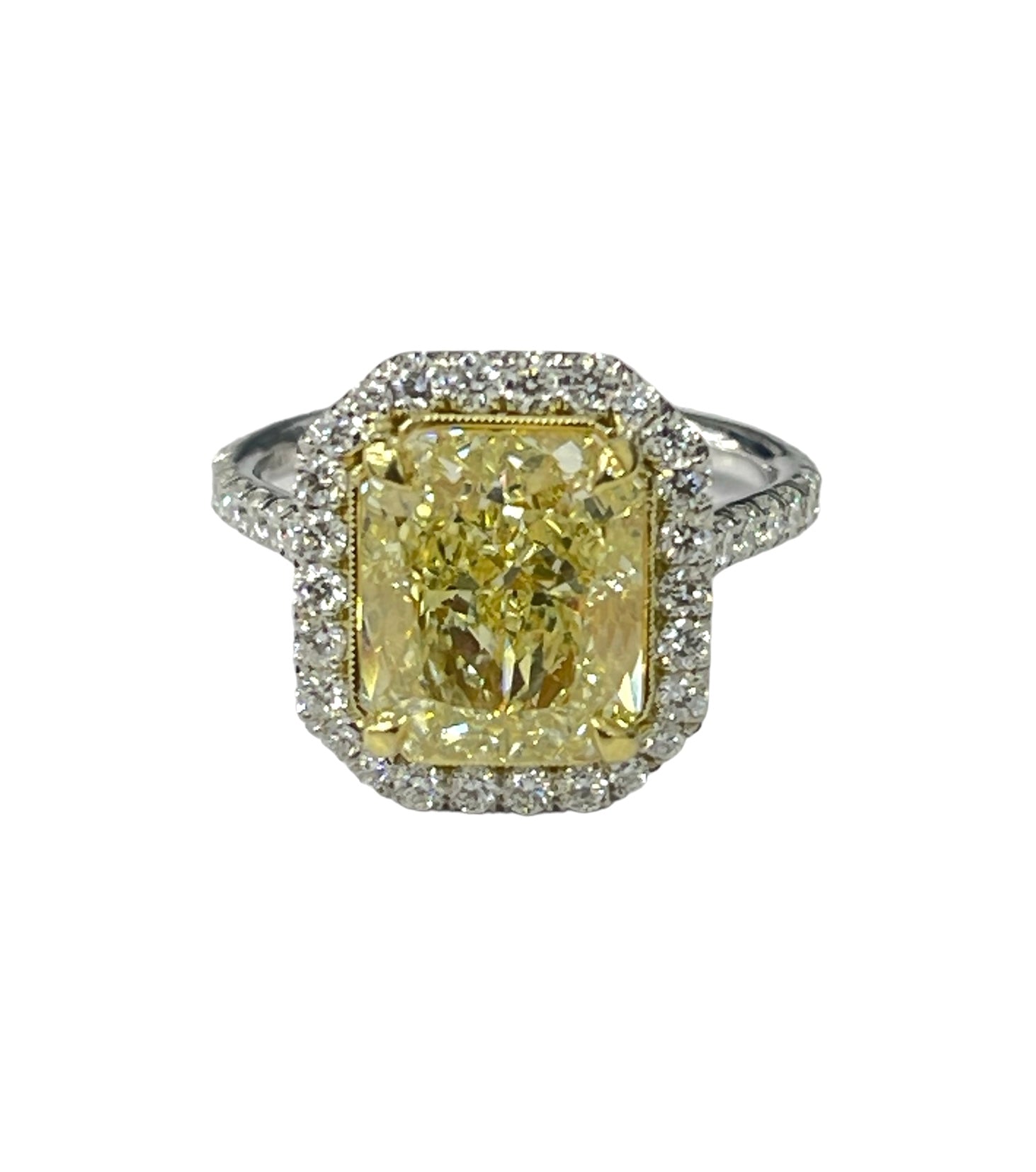 Radiant Fancy Yellow Diamond Engagement GIA Certified 18kt