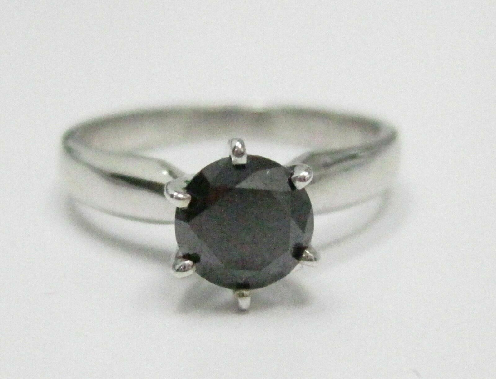 1.54 TCW Handmade Round Black Diamond Wedding Set Ring Size 5.5 14kt White Gold