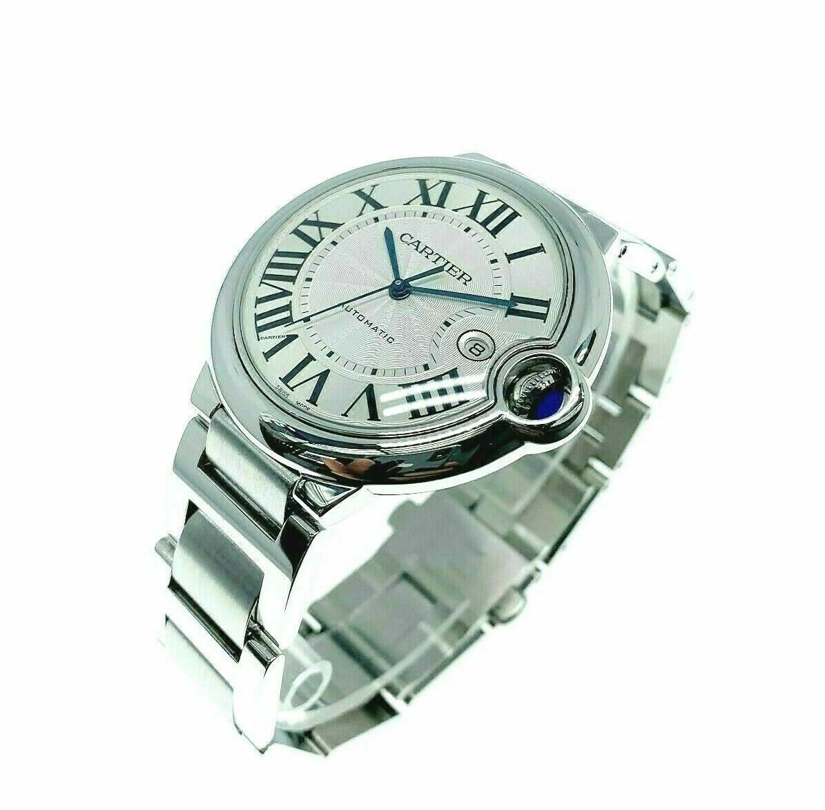 Cartier Ballon Bleu 42 MM Automatic Stainless Steel Watch Ref # 3001 with Box