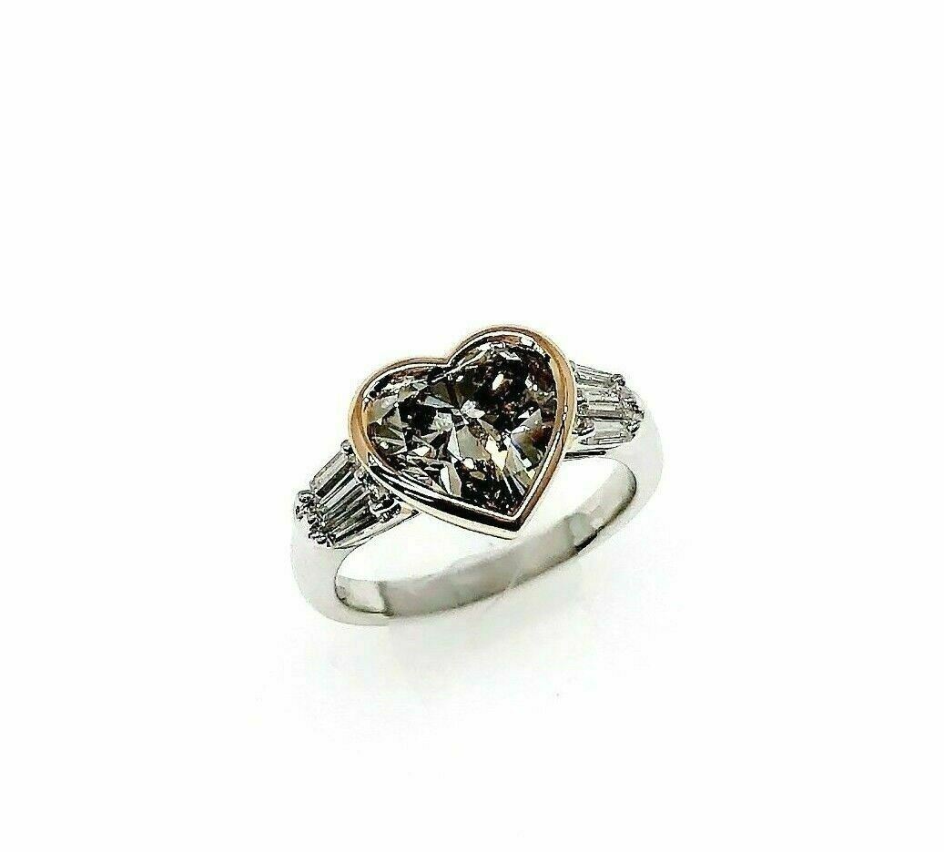 3.57 Carats t.w. Custom Made Heart Diamond Ring 3.02 Carats Fancy Brown GIA Cert