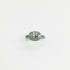 2.15 Ct tw Oval Platinum East West Halo Diamond Engagement Ring 1.53 GIA D IF