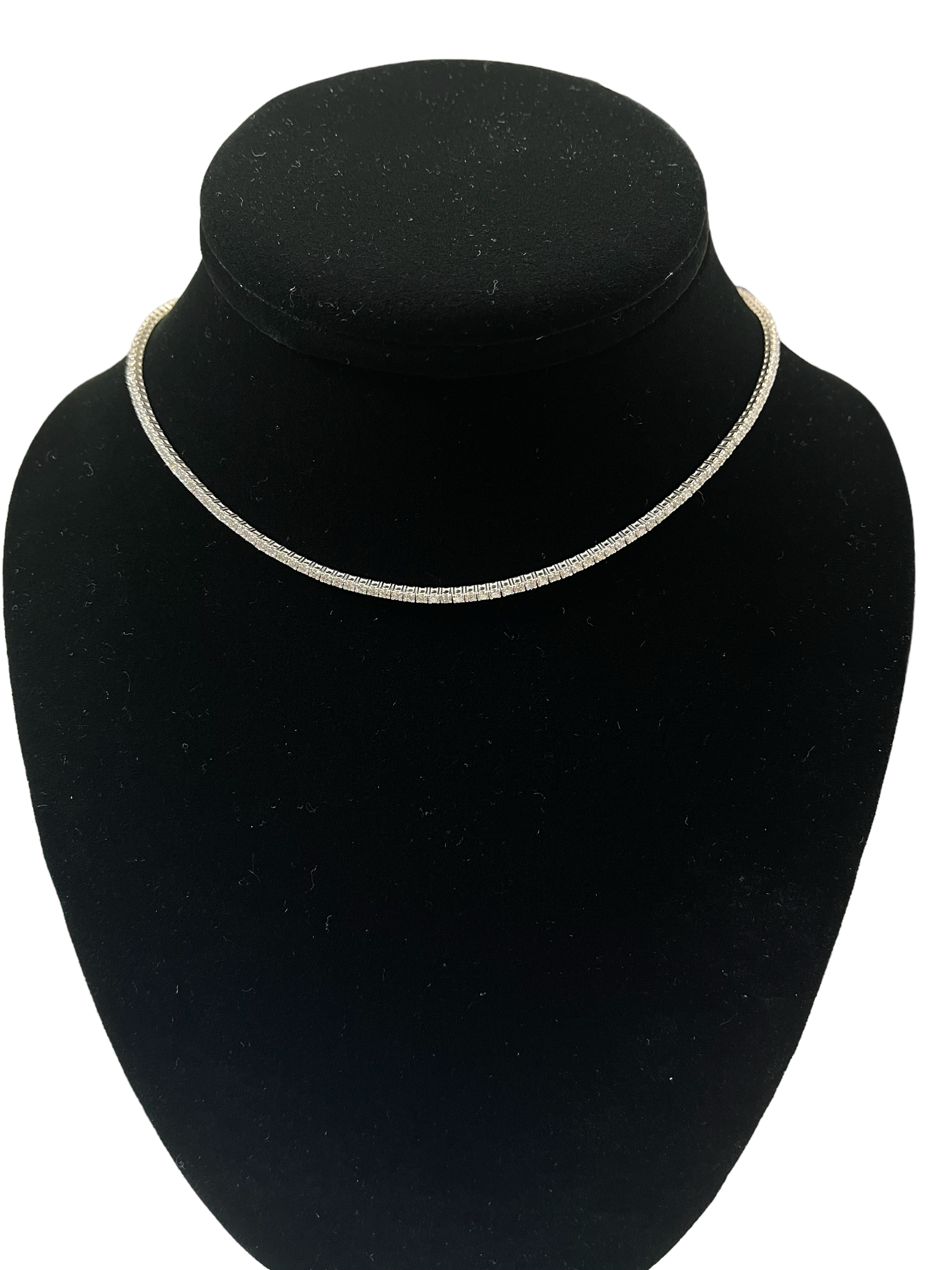 Round Brilliants Diamond Adjustable Choker Necklace 14kt White Gold