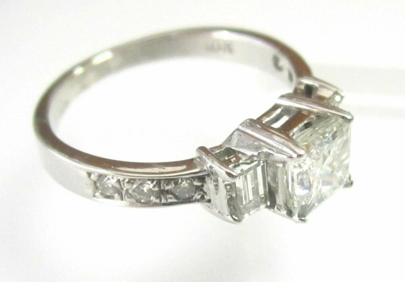 EGL Certified Center 1.01 Ct Princess Cut Diamond Wedding Ring 18k White Gold