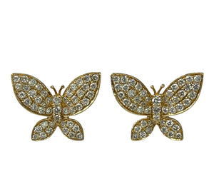 Butterfly Round Brilliant Diamond Earring Yellow Gold 18kt