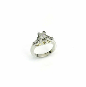0.94 Carats Diamond Wedding Ring 0.70 Princess Cut Center Platinum and 18K Gold