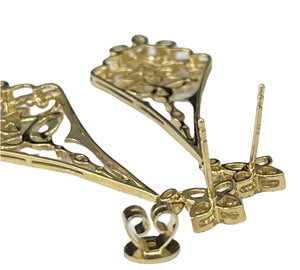 Chandelier Round Brilliants Diamond Earrings Yellow Gold 14kt