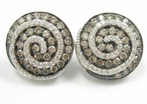 1.74 TCW Natural Round Swirl Fancy Color Champagne Diamond Earrings 14k