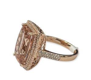 Morganite Gem Solitaire with Accents Diamond Ring Rose Gold