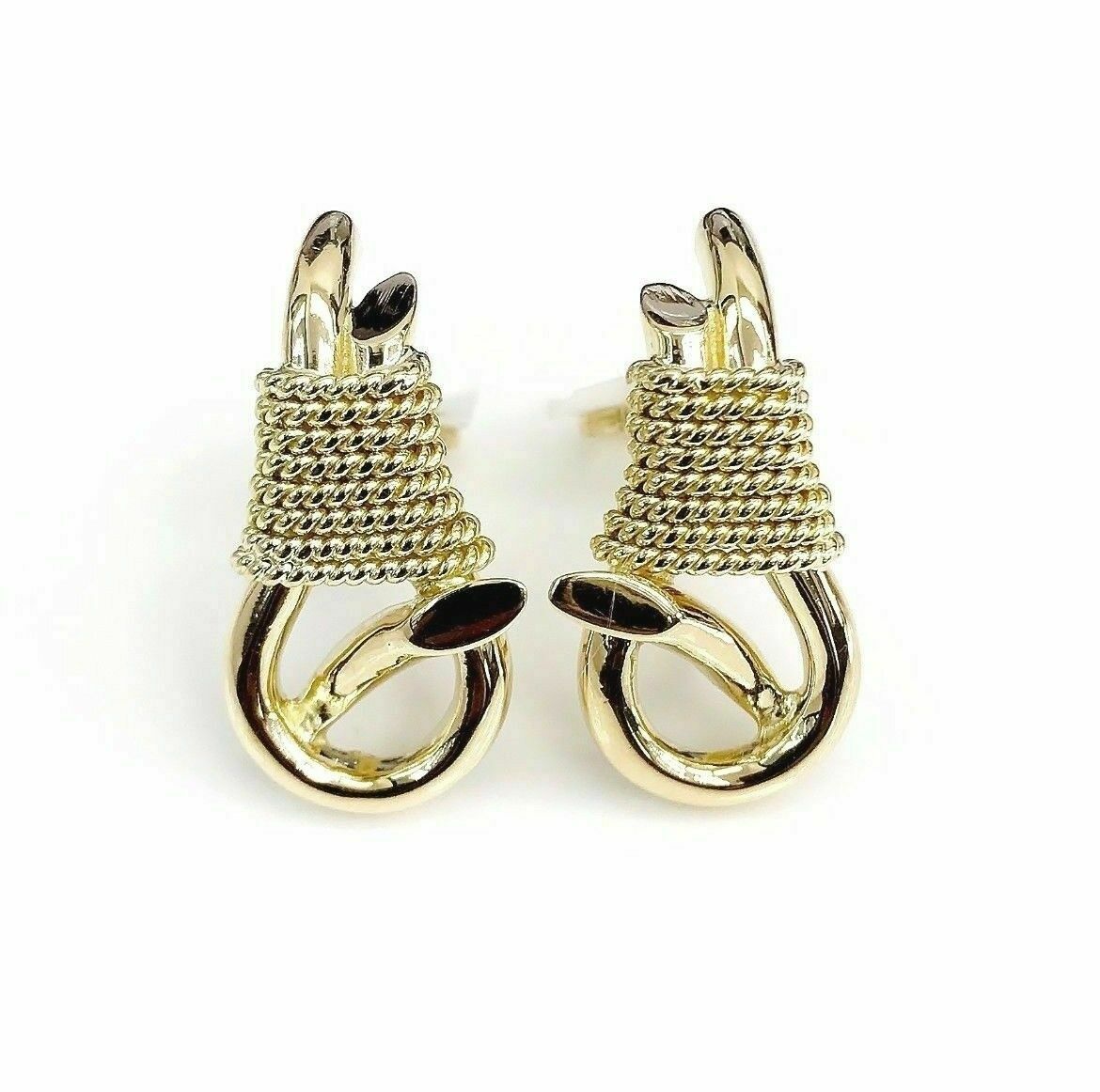 Solid 18 Karat Yellow Gold Knot Earrings with French Clips 1.10 x 0.50 In 15.8GR