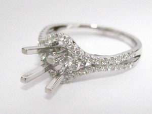 Fine 4 Prongs Semi-Mounting Princess Cut Diamond Ring Engagement 18k .80 TCW