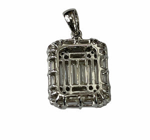 Pendand Baguettes Square Diamond with Round Brilliants Accents White Gold