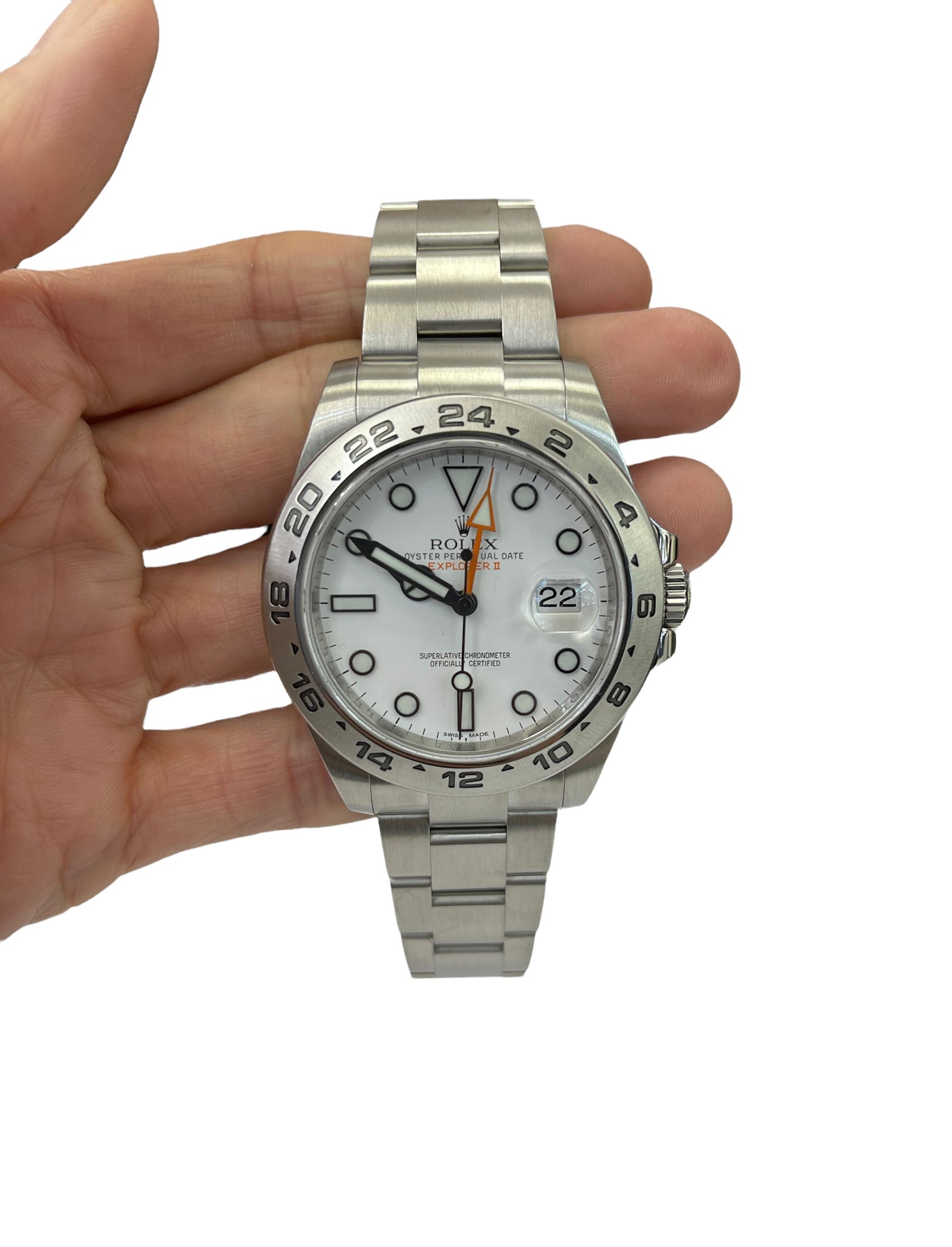 Rolex 42MM Polar Explorer II Stainless Watch Ref # 216570 Bezel Engraved