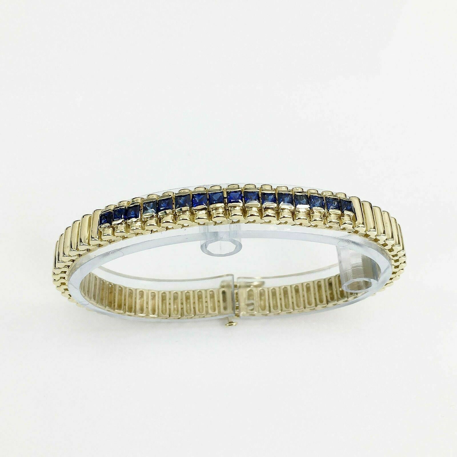 2.25Carats t.w. Bankers Sapphire Tennis Bracelet Custom Made 14K Yellow Gold