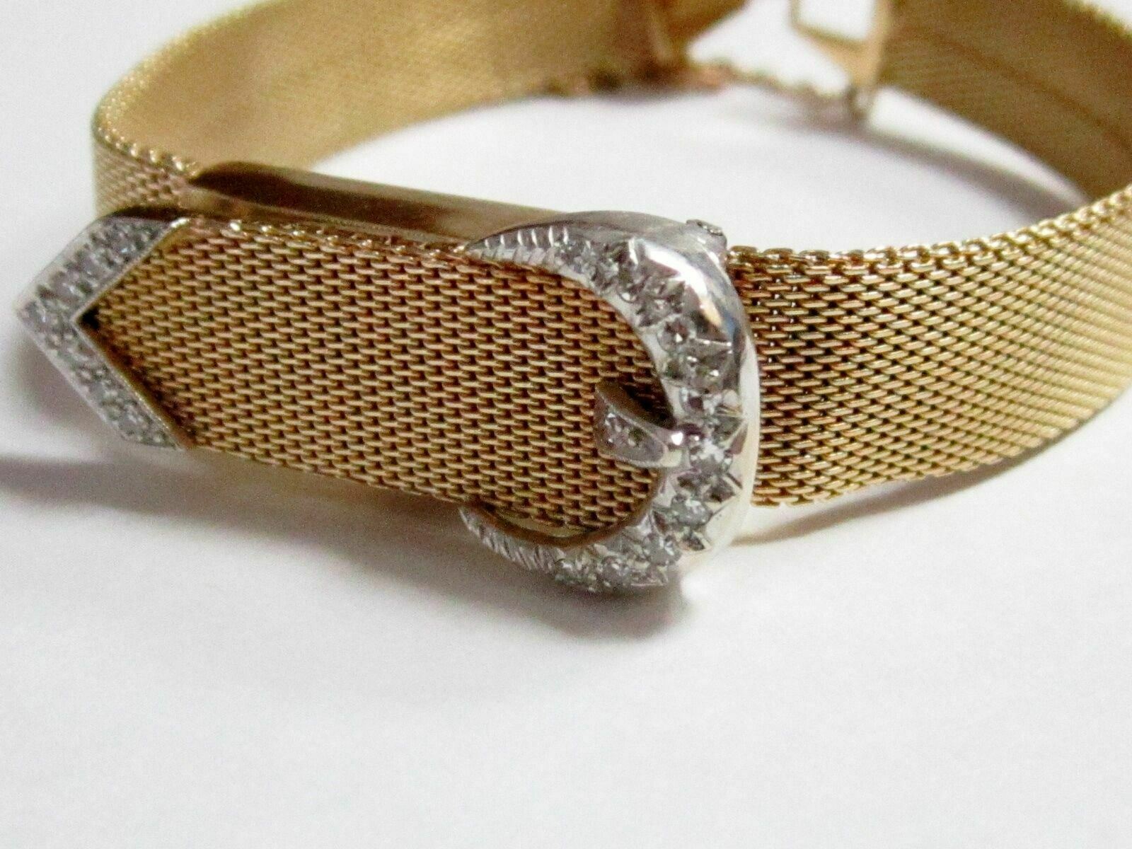 Vintage Women's Baume & Mercier Belt Ribbon Diamond Dress Watch 14k Yellow Gold