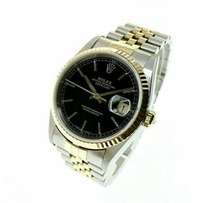 Rolex 36 MM Datejust Jubilee 18 Karat Yellow Gold Steel Watch Ref # 16233 Papers