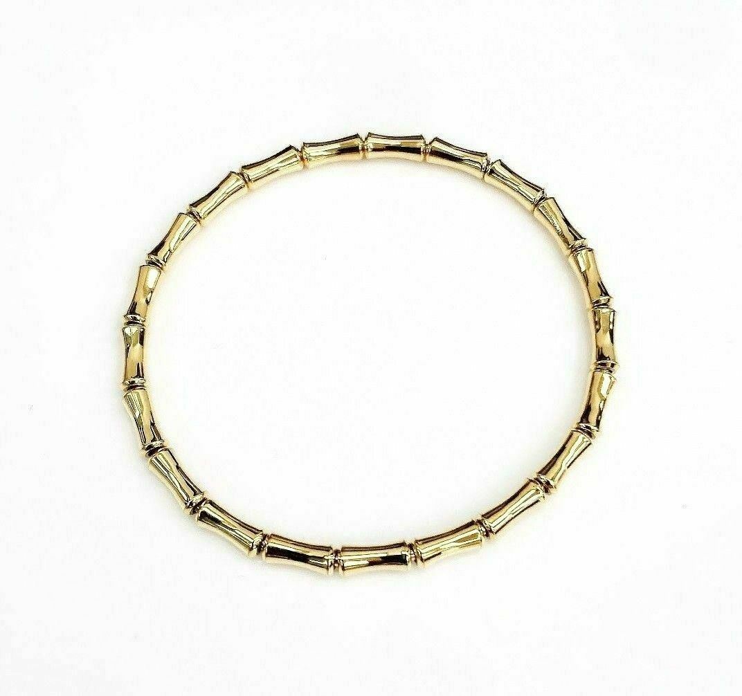 GUCCI Italian Made 18K Yellow Gold Bamboo Stretch Bracelet $1695 Retail Size 18