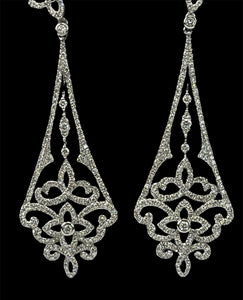 Chandelier Round Brilliants Diamond Earrings White Gold 14kt