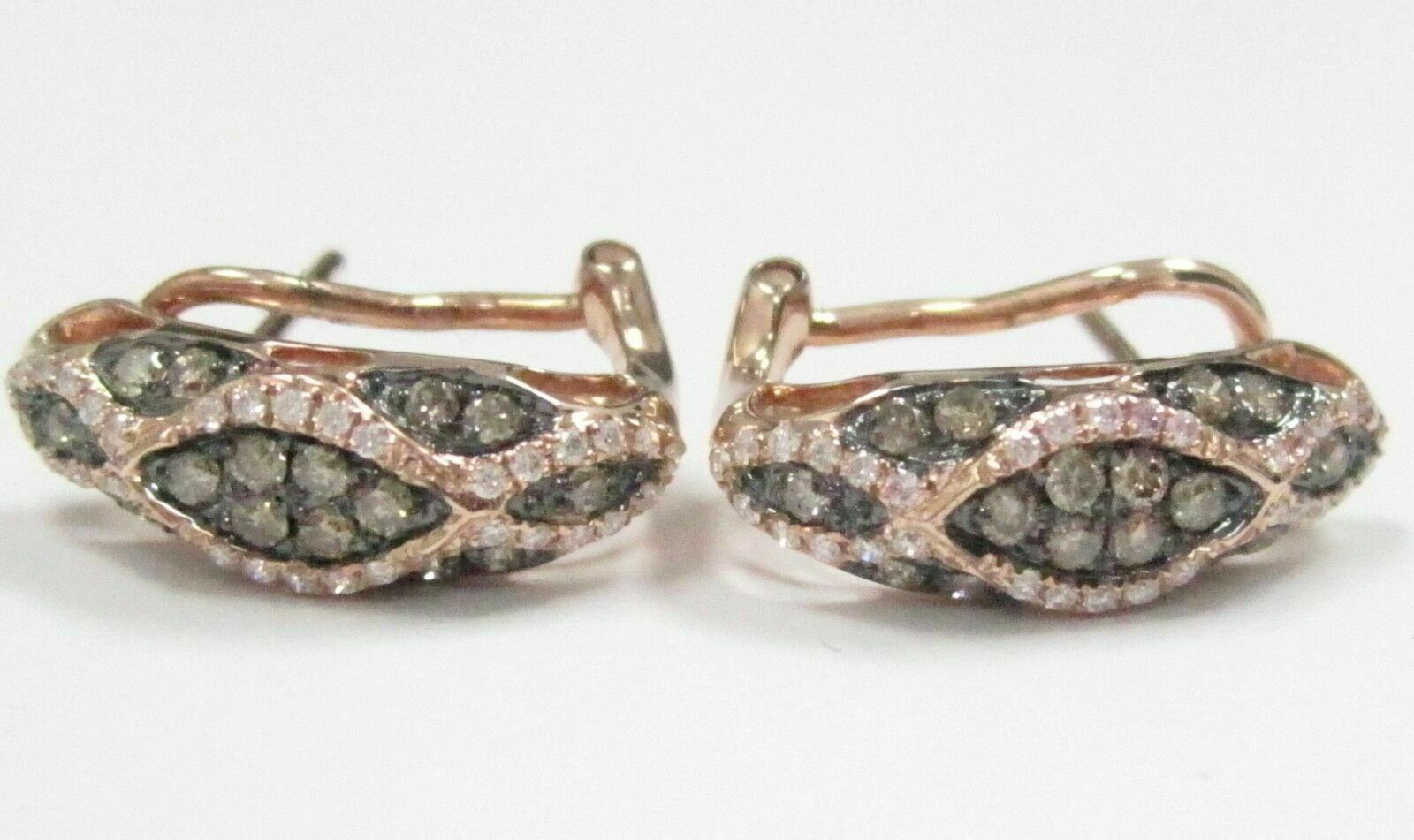 .82 TCW Natural ROund Brilliants Champagne Diamond Huggie Earrings 14k Rose Gold