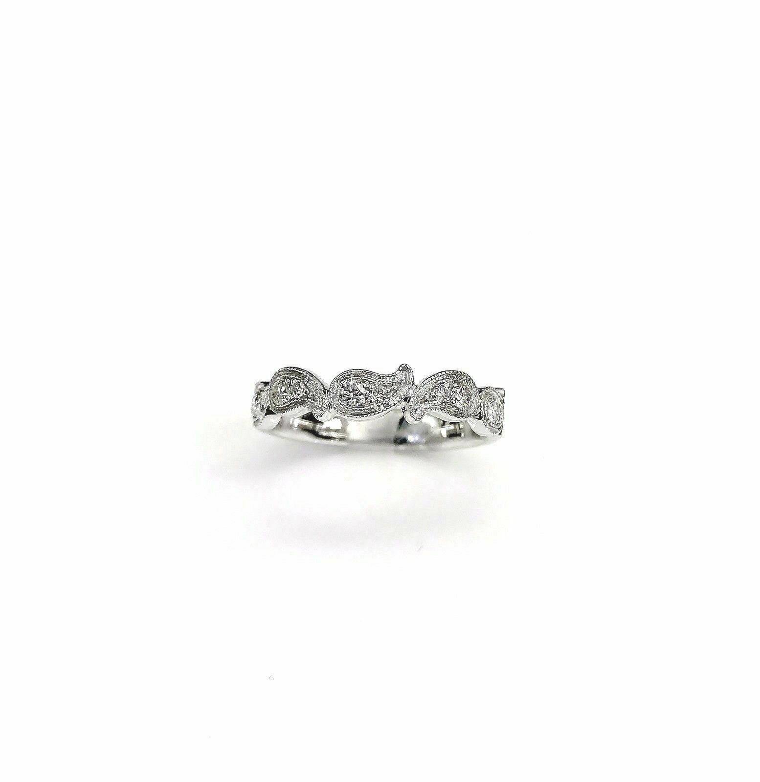 0.25 Carat t.w. Paisley Diamond Stack/Wedding Ring 14K Gold 3.5 Grams CustomMade