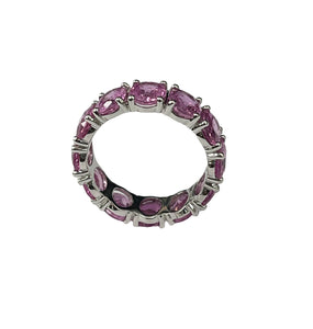 Natural Pink Sapphire Oval Shape Eternity Gem Ring Size 505