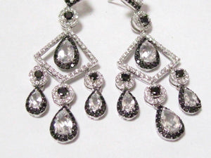 Fine Victorian-style Natural White Topaz & Diamond Chandelier Earrings