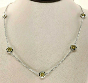 3.75 Carats Hand Assembled Fancy Yellow Diamond by The Yard Necklace Chain