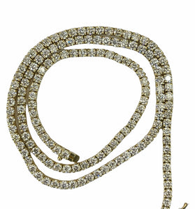 13.42 Carats Round Brilliants Tennis Diamond Necklace Yellow Gold 14kt