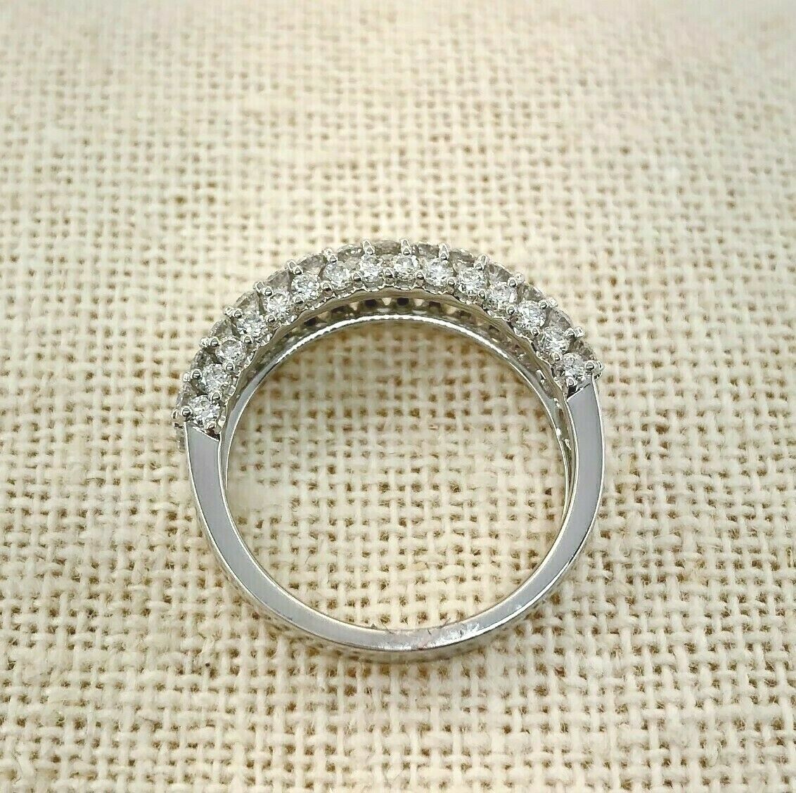 1.57 Carat t.w. Diamond Prong 5 Row 3 Sided Wedding/Anniversary Ring 18KW Gold