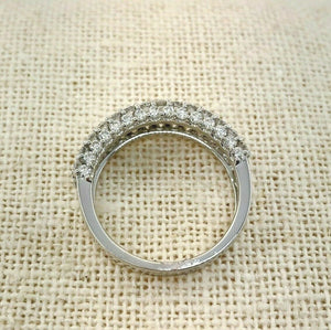 1.57 Carat t.w. Diamond Prong 5 Row 3 Sided Wedding/Anniversary Ring 18KW Gold