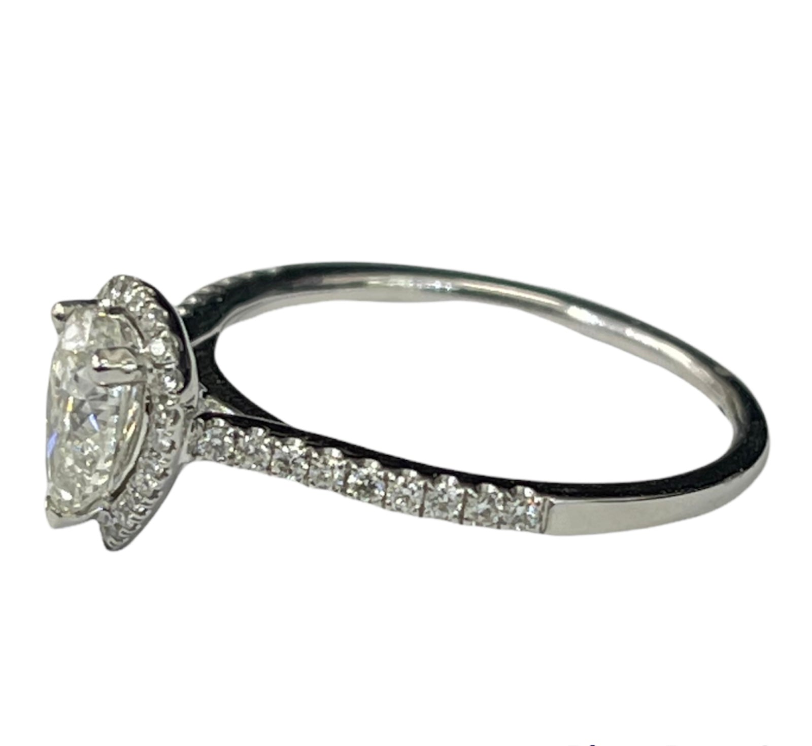 Pear Solitaire Diamond Ring with Micro Pave Accents White Gold 18kt