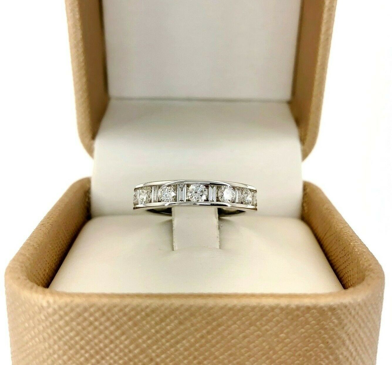 1.99 Carats Round & Baguette Diamond Anniversary Ring Eternity Ring Wedding Band