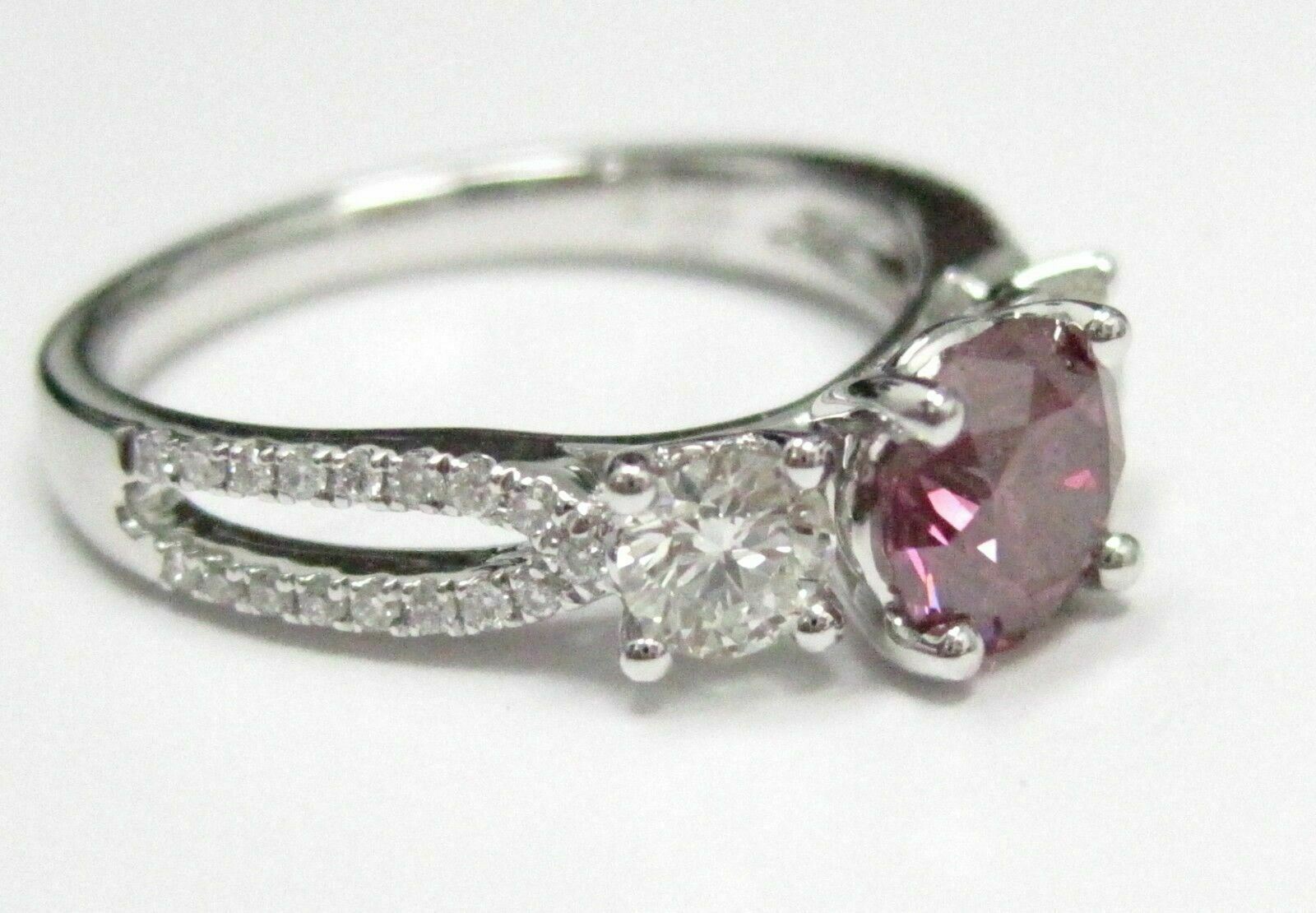 1.54 TCW GIA Round Fancy Color Purple Pink Diamond Solitaire Engagement Ring 18k