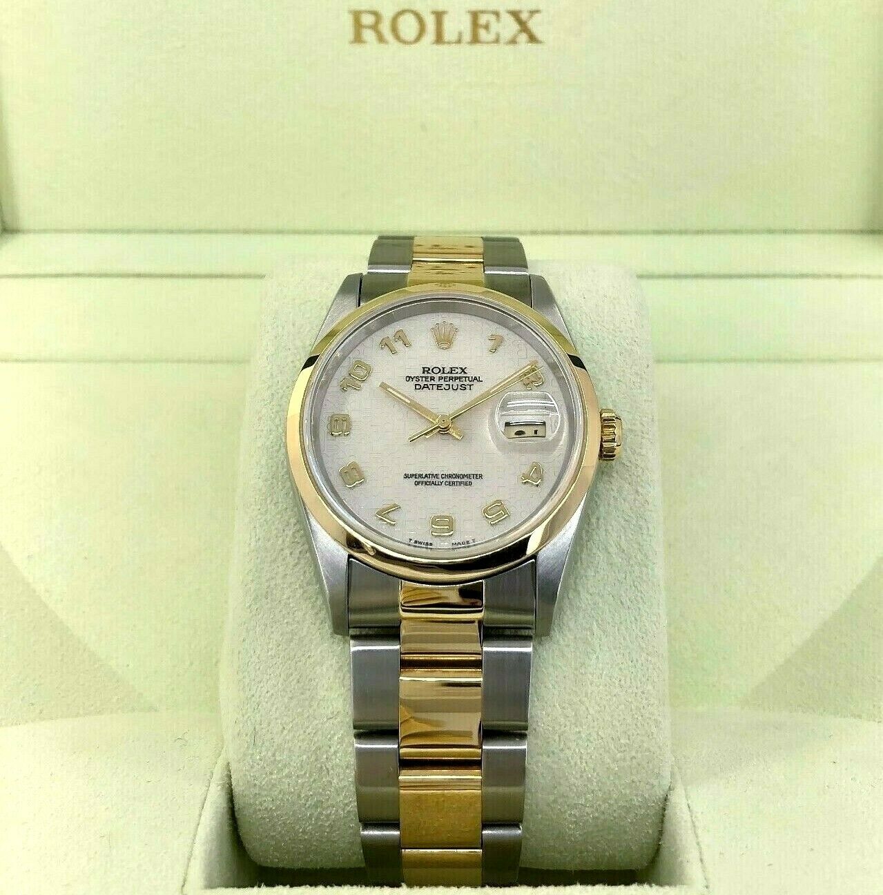 Rolex 36 MM Datejust Watch 18K Yellow Gold Stainless Steel Ref 16203 W Serial