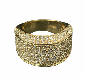 Round Brilliants Pave Semi-Dome Diamond Ring 14kt Yellow Gold
