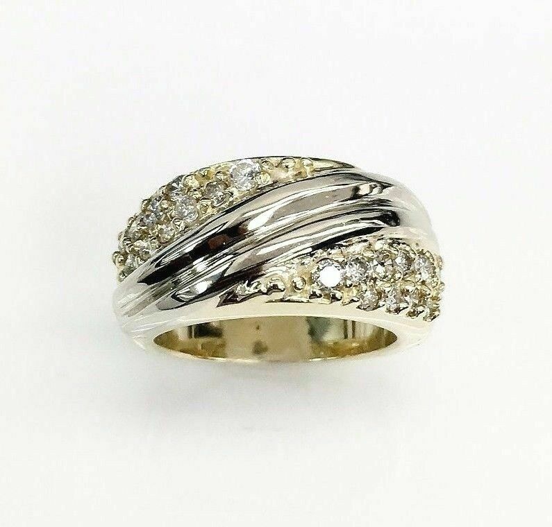 0.57 Carats t.w. Diamond Anniversary/Wedding Ring 14K 2 Tone Gold Brand New