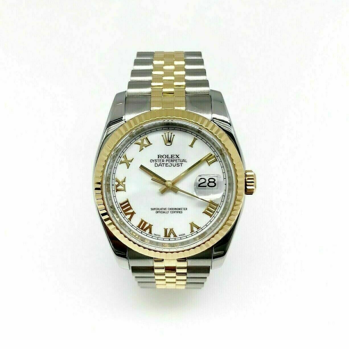 Rolex 36 MM Datejust Watch 18K Yellow Gold Stainless Steel Ref 116233 Z Serial