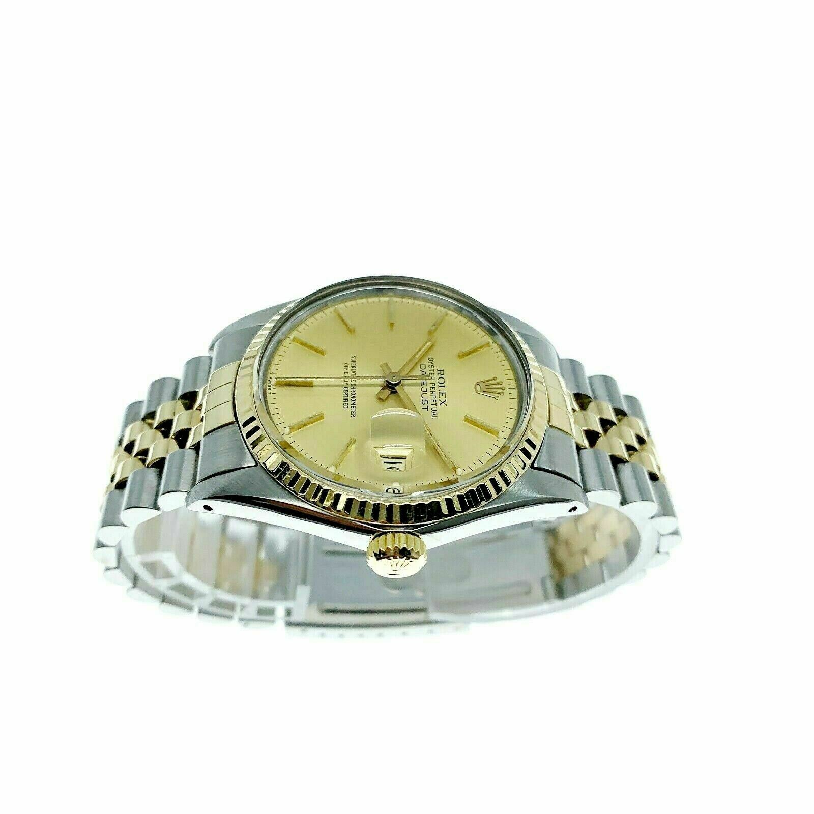 Rolex 36MM Datejust Watch 18K Yellow Gold Stainless Steel Ref 16013 Vintage 1984