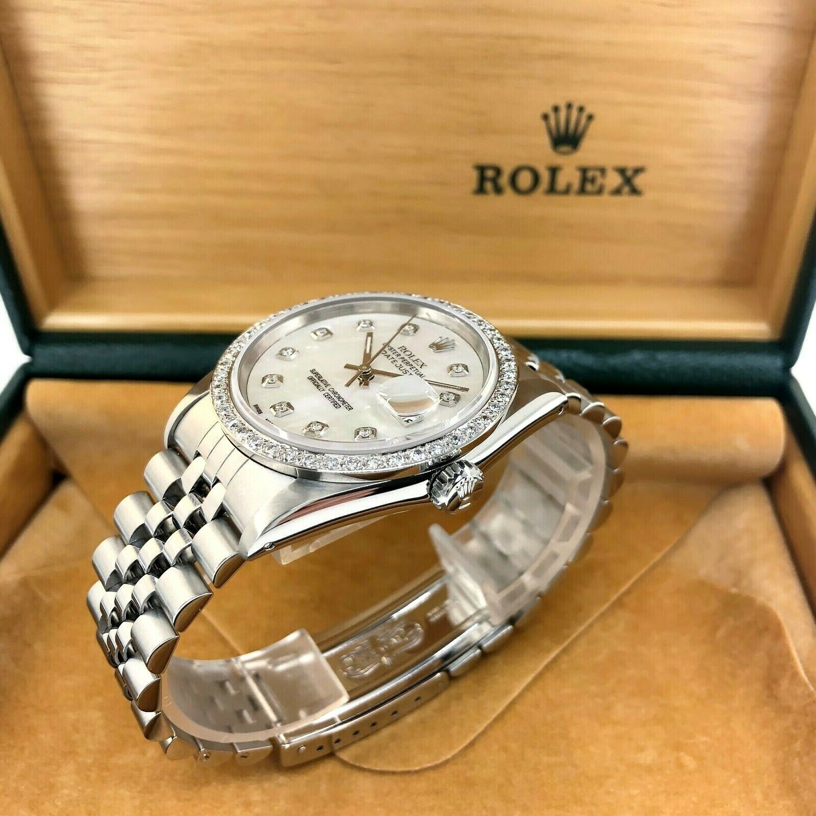 Rolex 36MM Datejust Diamond MOP Dial & Bezel Jubilee Band Steel Watch 16200