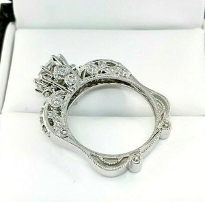 1.38 Carats Diamond Wedding Anniversary Filigree Ring Invisible Set Center 14K