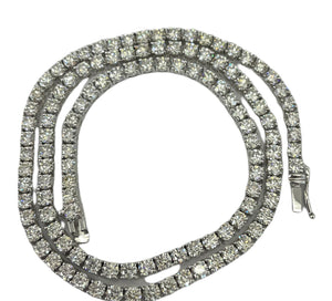 Tennis Necklace Round Brilliants Diamonds 22.15 TCW White Gold