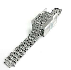 3.75 TCW Round Brilliant Cut Diamond Bracelet in 18K White Gold Link Fancy Style