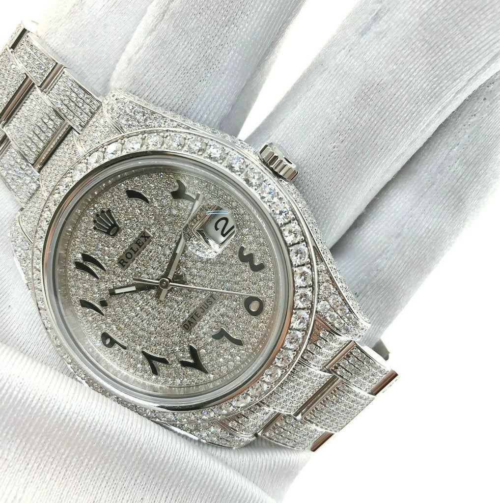 Rolex Datejust II 41mm 12 Carats Diamond Bust Down Iced Out Steel Watc ...