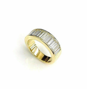 2.30 Carats Long Baguette Diamond Anniversary Ring 18K Gold FG VS VVS Diamonds